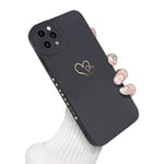 Newseego Coque Compatible avec iPhone 11 Pro Max, Coque en Silicone Liquide Souple en Forme de Cœur Doré Mignon avec Cadre Latéral Exquis Coque de Protection Antichoc Flexible pour iPhone 11 Pro Max