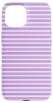 Coque pour iPhone 15 Lilas Mauve Rayé Esthétique Girly Preppy Purple Stripes