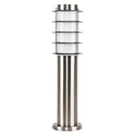 MiniSun Pair of Modern Outdoor Stainless Steel Bollard Lantern Light Post - 450mm - Complete with 4w LED Candle Bulbs [3000K Warm White]