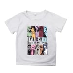 Taylor Swift The Eras Tour T-shirt Tryckt Barn Flickor Kortärmad Rund Hals Sommar Casual Tee Toppar[HK] White 9-10Years