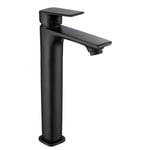 Robinet Mitigeur Lavabo Noir Mat Inox Haut Carré - Noir - SILUMEN