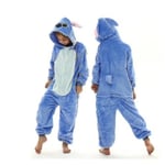 Stitch Kigurumi Barn Pyjamas Vinter Flanell Varma Sovkläder Pojkar Flickor Djur Onesies Jumpsuits 110CM