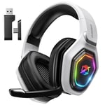 Ozeino Wireless Gaming Headset for PC, Ps5, Ps4-2.4GHz Lossless Audio USB & Type-C Ultra Stable Gaming Headphones with Flip Microphone, 30-Hr Battery Gamer Headset for Switch, Laptop, Mobile, Mac