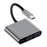 Byscoon-Convertisseur de câble 3 en 1 de type C vers HDMI 4K USB 3.0,adaptateur pour Samsung OPPO iPad ordinateur portable Macbook - Type Argent