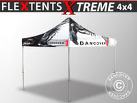 Snabbtält Depåtält Easy-up tält Eventtält Partytält FleXtents Xtreme 50 med fullt digitalt tryck, 4x4m