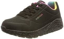 Skechers Girls Uno Lite Rainbow Speckle Sneaker, Black Pu Multi Rainbow Trim, 13 UK Child