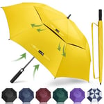 ZOMAKE Grand Parapluie Golf Homme Femme,100CM Parapluie Solide Résistant,Parapluie anti Tempete et Résistant pour 2 à 3 Personne(Jaune)