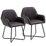 HOMCOM Lot de 2 chaises Modernes pour Salle à Manger, Cuisine ou Salon, chaises en Simili Cuir Marron 60x56.5x85cm