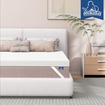 Doubleslee 4 Inch Memory Foam Mattress Topper Double Bed, Gel-Infused Cooling Double Mattress Topper for Back Pain Relief, Dual-Layer Bed Topper Double with Washable Cover 135x190x10cm