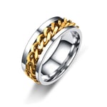 Anti-stressring med roterbar kedja Guld Size 10