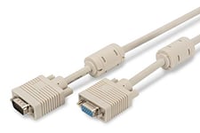 DIGITUS AK-310203-030-E 3.0m HD15 Male - HD15 Female VGA Monitor Extension Cable with Ferrite - Beige