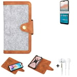 Felt Case + earphones for Nokia C21 Plus 4GB Cover light grey