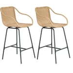 Mob-in - Chaises de bar et d'ilot 65 cm moorea en rotin synthétique et métal-Lot de 2