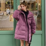 Doudoune Femme Nouvelle Veste d'hiver Femmes Mode Col Montant Surdimensionné Chic Manteau Lâche Chaud À Capuche Parka Long Manteau d'hiver Femmes XL Violet