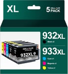 932XL/933XL Pack de 4 Cartouches d'encre Remplacement pour HP 932XL 933XL 932 XL 933 XL pour Officejet 6600 6700 7510 7612 7110 7610 6110 (2 Noir, 1 Magenta, 1 Cyan, 1 Jaune)