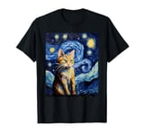 Surrealism Starry Night Pixie Bob Cat T-Shirt