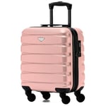 Flight Knight Bagage Cabine Leger a 4 Roues en ABS Rigide Approuve par Plus De 100 Compagnies Aeriennes, Dont Lufthansa, Air France, HOP! Ryanair et easyJet - 45x36x20cm (TSA) Rose/Noir