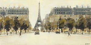 The Art Group Jon Barker (Eiffel Tower Boulevard) -Canvas Print 50 x 100cm, Wood, Multi-Colour, 50 x 100 x 1.3 cm