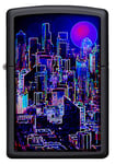 Zippo - Cyberpunk Skyline - Briquet tempête - Couleur : Blanc Mat - Rechargeable - Livré dans Un Coffret Cadeau de qualité supérieure