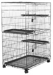 Amazon Basics Durable Cage de jeu pour chat 3 niveaux Grand modèle Noir, L 91 x l 57 x H 129 cm