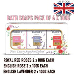 Yardley London Lavender, Rose, Royal Red Roses Luxury Soap for WOMEN (6 X 100g)