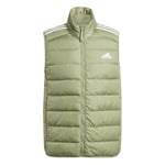 adidas Men's Essentials 3-Stripes Light Down Vest, tent green, XL