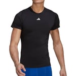 adidas Tech Fit Mens Training Top Black Short Sleeve Compression Gym T-Shirt