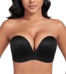 DotVol Soutien-Gorge pour Femmes sans Bretelles Push Up Dos Nu rembourré Deep V Convertible Grande Taille Confort Quotidien décontracté 110B Noir