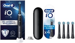 Oral-B - iO5s Matt Black Electric Toothbrush & iO Ultimate Clean Black Replacement Heads 4ct (Bundle)