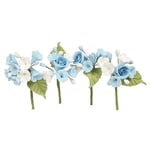 House of Cake Mini Rose Spray, Blue Floral Cake Decoration With Flowers and Leaves, Single