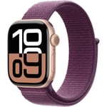 Apple Watch Series 10 GPS + Cellular - 42mm - Boîtier Rose Gold Aluminium - Bracelet Plum Sport Loop