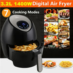 Air Fryer Power 3.2L Pan W/ Basket 1500W Health Cooker Oven Low Fat Oil Free XL