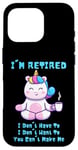 Coque pour iPhone 16 Pro Cadeau de départ à la retraite Licorne avec inscription I'm Retired