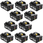 10X BL1860B 6,0Ah Batterie Pour Makita 18V BL1850B BL1860 BL1840B BL1830B BL1820B BL1815 BL1815N LXT400 pour Makita Batteries d'outils avec