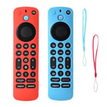 Protection télécommande Fire TV Stick BHHB Coque de Protection pour télécommande Silicone pour télécommande vocale Alexa Pro (Version 2022) Bandoulière 2Pack- (Rouge et Bleu)