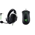 Razer BlackShark V2 X - Casque De Jeu Esports Prime Noir & DeathAdder Essential (2021) - Souris de Jeu Essentielle avec capteur Optique 6 400 DPI (Capteur Optique 6 400 DPI réels) Noir