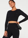 Gym King Womens Sculpt Seamless LS Top - Black, Black, Size 10-12, Women