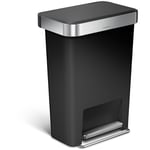 Simplehuman - Poubelle rectangulaire à pédale 45L code k noire