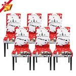 Jaotto Housse de Chaise Noël Lot de Chaise Salle à Manger Extensible,Housse de Chaise Universelle Lavables,Couverture de Chaise pour Décor Salle à Mangerde Noël Festival(Rouge/Père Noël,par 6)