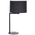 Lampe à Poser Noire en Fer et Polyester 49 cm Abat-Jour en Tambour pour Table d