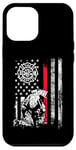 Coque pour iPhone 12 Pro Max Firefighter American Flag Thin Red Line Cool Fireman Patriot