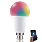 YAYZA! B22 Smart WiFi Bulb, 10W RGBW Colour Changing 6000K Cool White Dimmable Bayonet LED Bulb, Alexa Light with APP Remote Control with No Hub Required & Supports Alexa and Google Home (1 Pack)