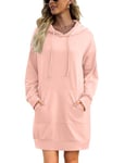 Migcaput Robe Sweat Femme Sweat Long à Capuche Hiver Sweat à Capuche Long Robe Pull avec Poche Robes Casual Robe Sweat