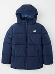 New Balance Junior Boys Wide Baffle Padded Coat - Navy, Navy, Size 8-9 Years