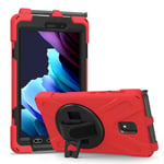 Coque pour Samsung Galaxy Tab Active 3 (8 Pouces, SM-T570/T575/T577) 2020, Étui de Protection résistant aux Chocs avec bandoulière & dragonne[Support Rotatif à 360°][Porte-Crayon],Red