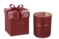 J-Line Bougie Parfumee Cosy Times Sapphire Amber Tea Verre Rouge Large-70H