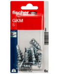 Fischer Gips plugg metall med skruv GKM S 6 st.