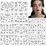 18 Pièces Faux Tatouage Homme Autocollants de Araignée Maquillage Halloween Autocollants de Tatouage d'Halloween Autocollants de Tatouage Temporaire pour Maquillage de Zombie les Jeux de Rôle