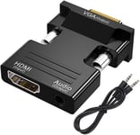 Adaptateur Hdmi Vers Vga Avec Câble Audio 3,5 Mm, Adaptateur Hdmi Femelle Vers Vga Mâle 1080P 60Hz Compatible Avec Ordinateur Portable Moniteur Projecteur[YIN140114]