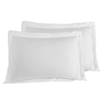 Sensei Maison - 2 taies d'oreiller rayées en Satin de Coton 120 Fils Versailles - 50x70 cm - Blanc